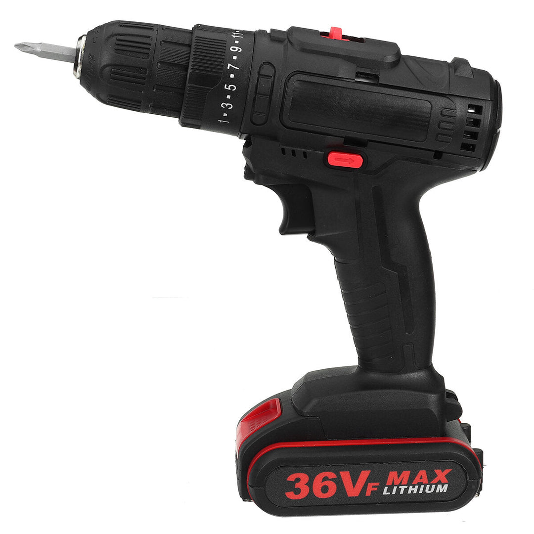 36V Cordless Electric Impact Hammer LED Light Drill Screwdriver With 2 Battery Household Power Tools Image 4