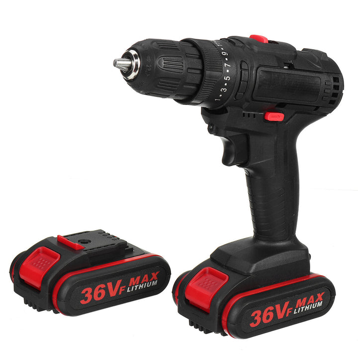 36V Cordless Electric Impact Hammer LED Light Drill Screwdriver With 2 Battery Household Power Tools Image 6