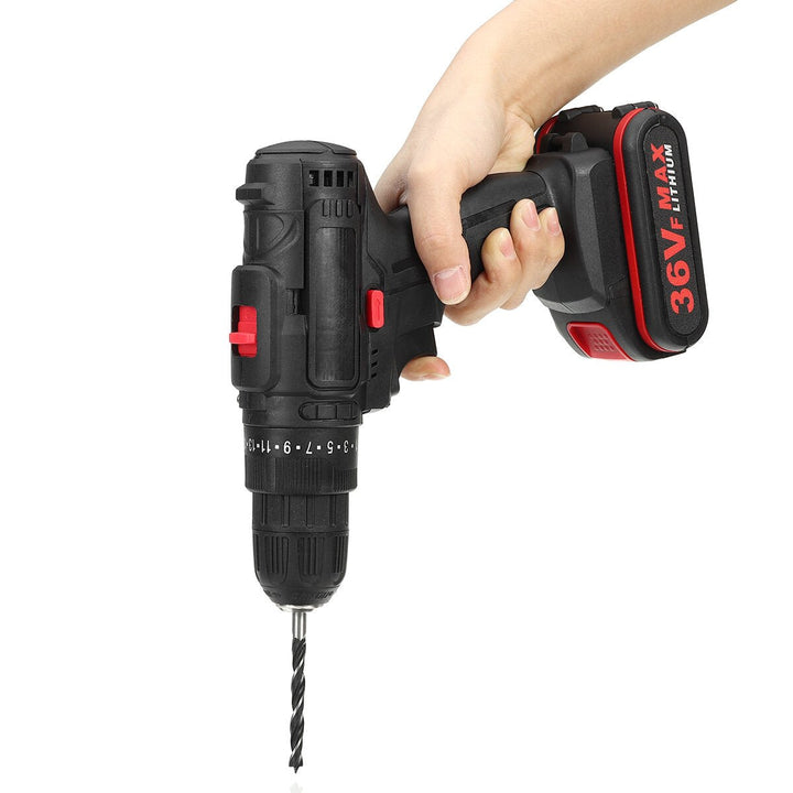 36V Cordless Electric Impact Hammer LED Light Drill Screwdriver With 2 Battery Household Power Tools Image 7