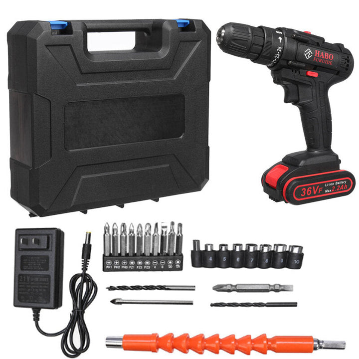 36V Electric Cordless Drill Screwdriver Dual Speed 25 Torque LED with Li-ion Battery Image 11