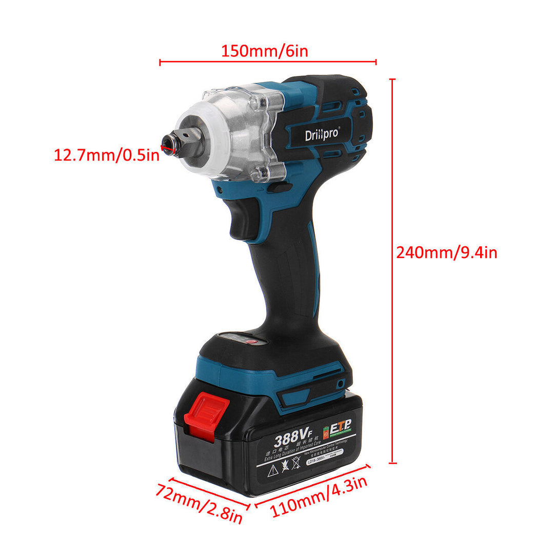 388VF 520N.m Brushless Electric Cordless Impact Wrench 1,2 inch Drill Driver Power Tool For Home For Makita 18V Battery Image 4