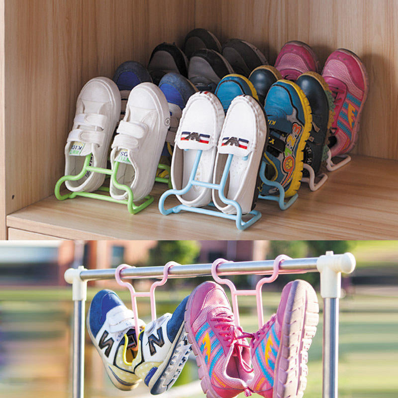 2PCS,Set Multi-function Plastic Children Kids Shoes Hanging Storage Shelf Drying Rack Shoe Racks Image 1