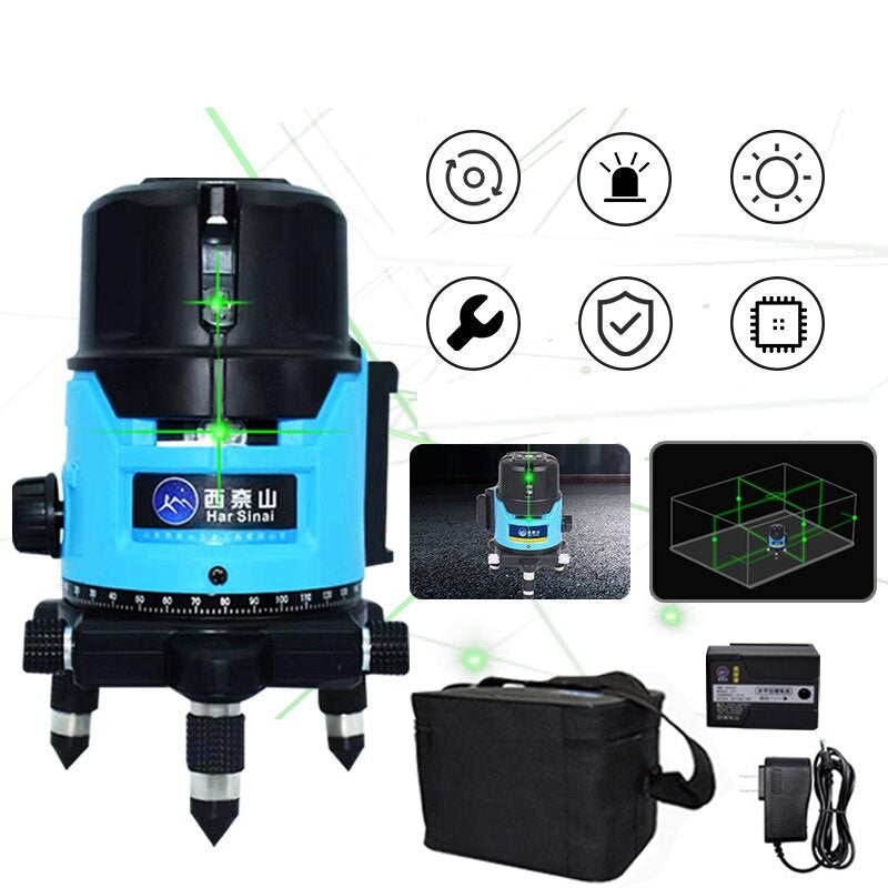 3D 360 Rotary Green Laser Level 5 Lines Self-Leveling Cross Horizontal Vertical Measuring Tool Image 1