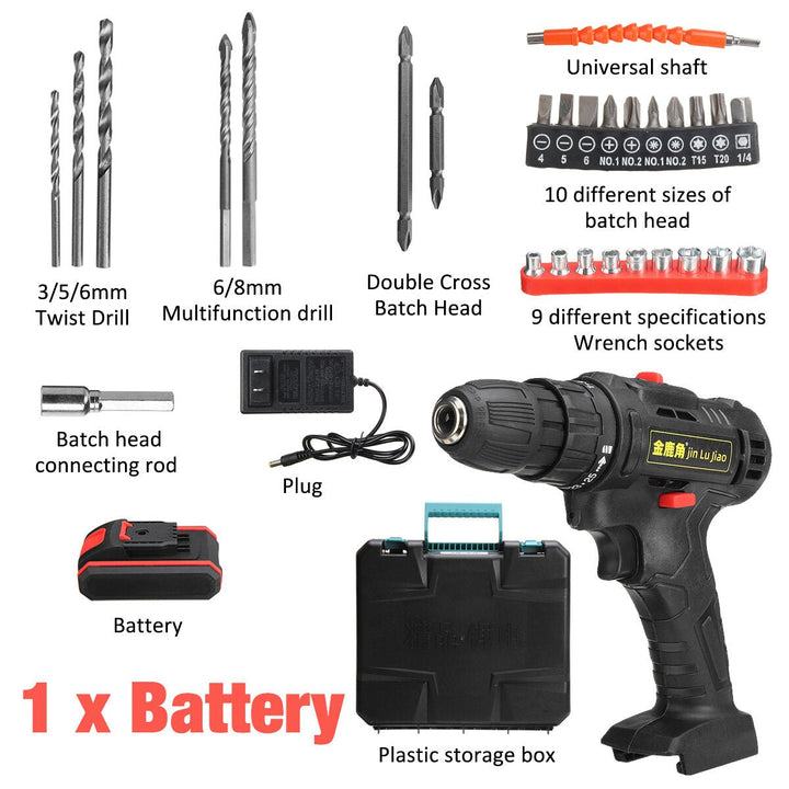 32pcs 36VF Cordless Brushless Electric Impact Drill Rechargeable Drill Screwdriver Power Tool W, 1,2pcs Battery Image 11