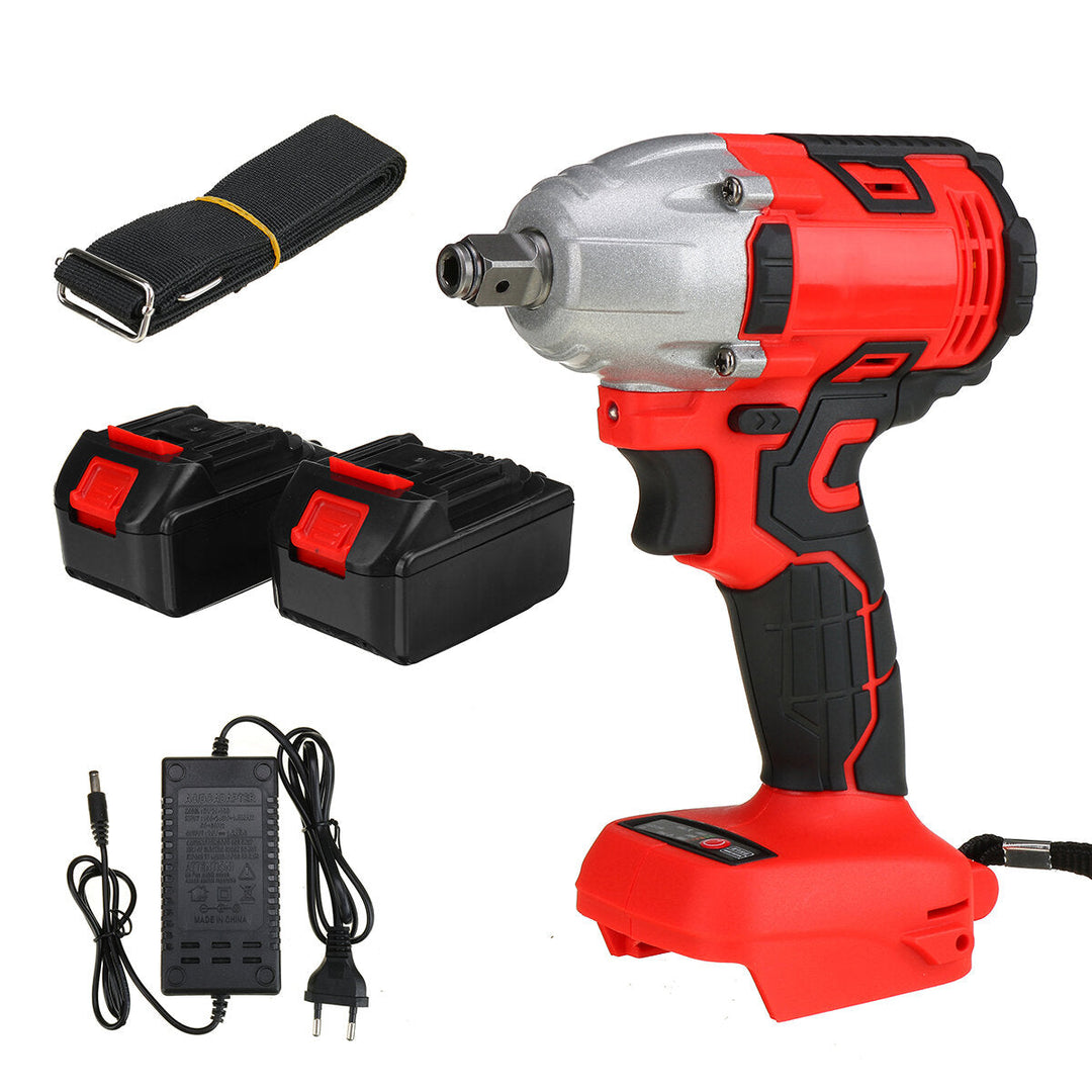 330NM 3000RPM Electric Cordless Brushless Impact Wrench W, 1 or 2pcs Battery and 5pcs Sockets Image 4