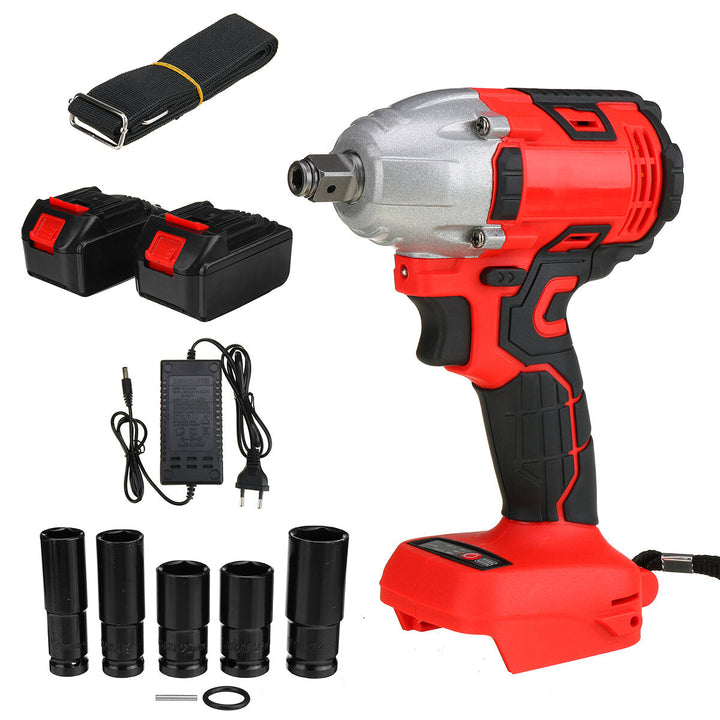 330NM 3000RPM Electric Cordless Brushless Impact Wrench W, 1 or 2pcs Battery and 5pcs Sockets Image 5