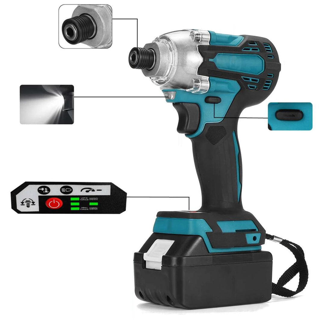 350N.M 18V Brushless Cordless Electric Impact Wrench Driver Screwdriver Power Tools W, None,1,2 Battery For Makita Image 2