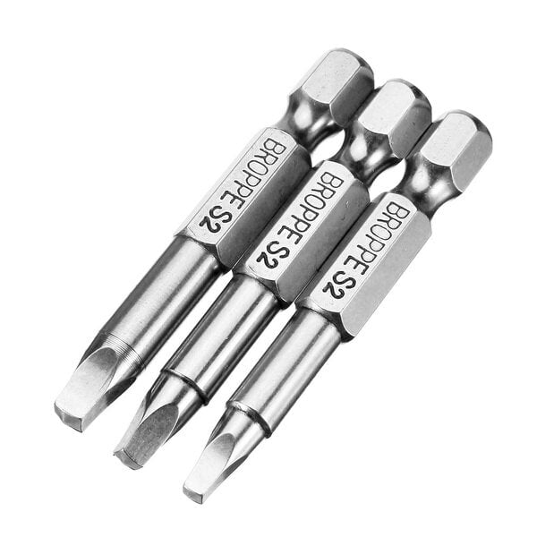 3Pcs 50mm S1-S3 Magnetic Square Head Screwdriver Bits 1,4 Inch Hex Shank Image 1