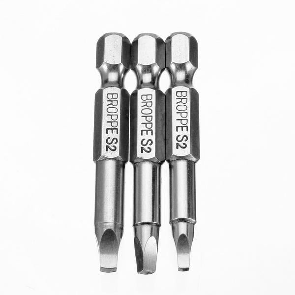 3Pcs 50mm S1-S3 Magnetic Square Head Screwdriver Bits 1,4 Inch Hex Shank Image 5