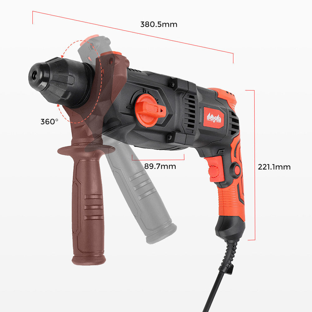 4 in 1 Multi-functional Rotary Hammer Drill 1,2Inch 1050Rpm 5200Bpm Corded Electric Impact Drill Punch Power Tools Image 4