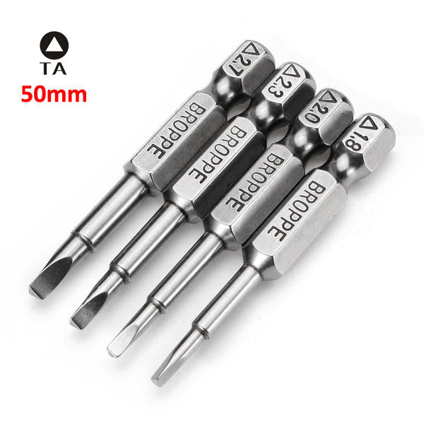 4pcs 50mm 1.8-2.7 1,4 Inch Hex Shank Magnetic Triangle Screwdriver Bits Image 3