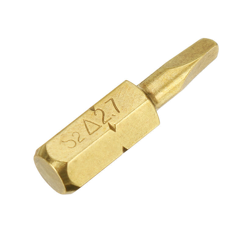 4pcs 25mm 1.8-2.7mm Triangle Shaped Screwdriver Bits 1,4 Inch Hex Shank Electroplating Bronze Image 8