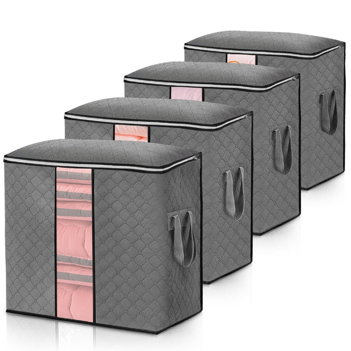 4Pcs Non-woven Fabric Clothes Storage Bag Foldable High Capacity Quilt Storage Bag Portable Storage Container Image 1