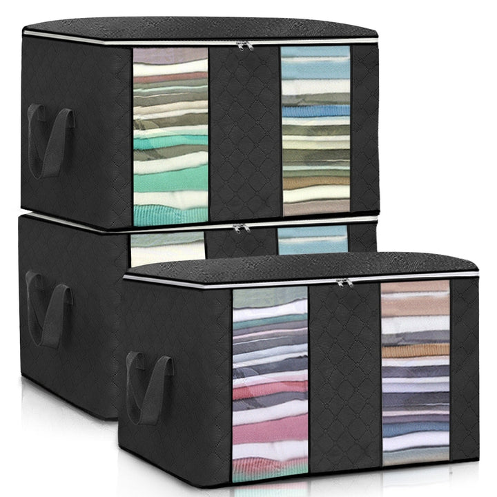 4Pcs Non-woven Fabric Clothes Storage Bag Foldable High Capacity Quilt Storage Bag Portable Storage Container Image 12