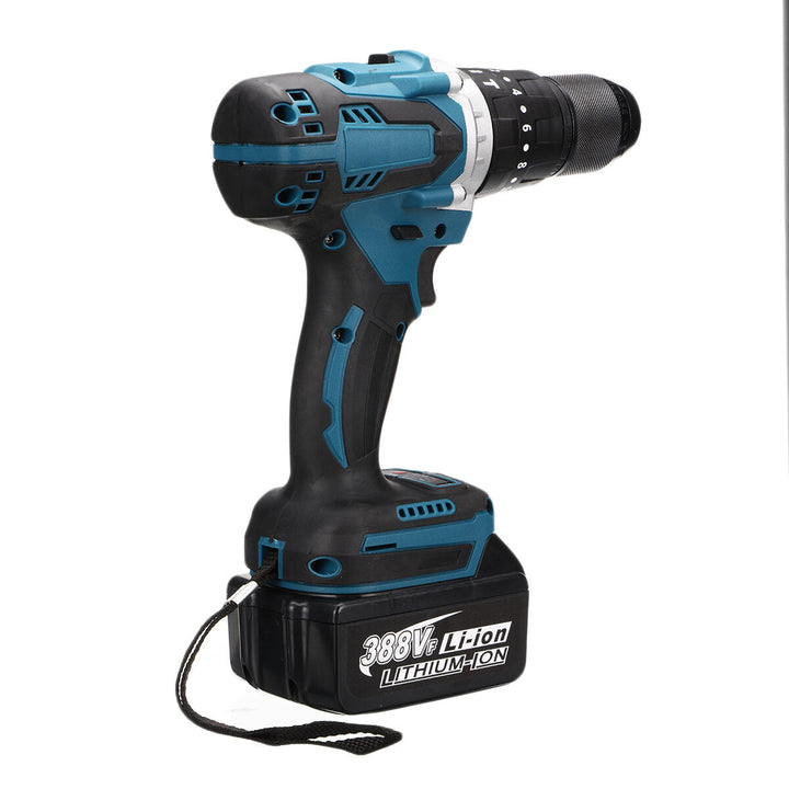 520N.m 4000rpm 3 In 1 Electric Cordless Hammer Impact Drill Screwdriver w,LED Battery Image 2