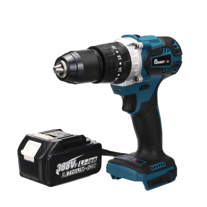 520N.m 4000rpm 3 In 1 Electric Cordless Hammer Impact Drill Screwdriver w,LED Battery Image 4