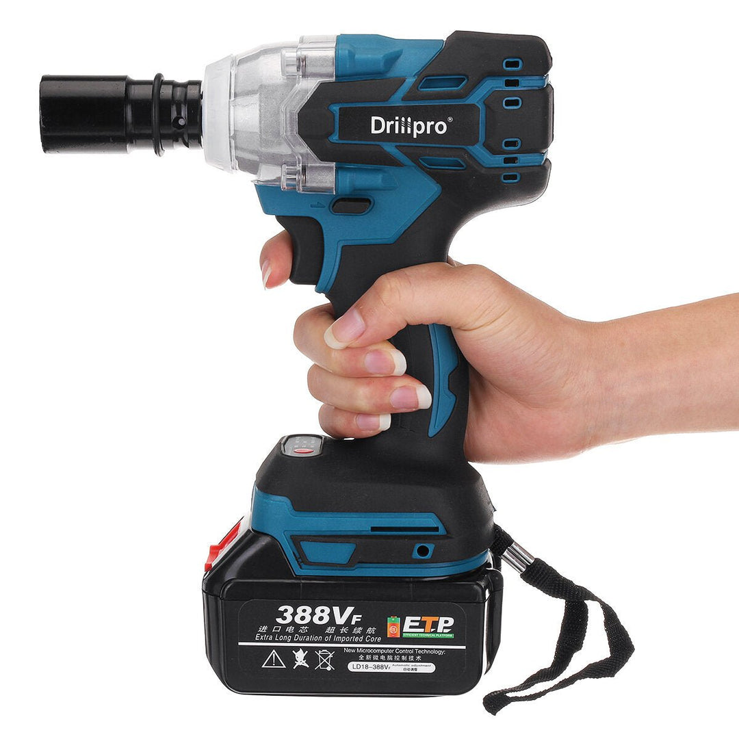 520N.m Electric Cordless Brushless Impact Wrench Riveter Drill Driver Kit Image 2