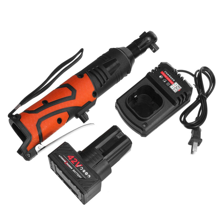 42V 100Nm Cordless Electric Wrench 3,8 Ratchet Wrench Set Angle Drill Screwdriver LED Light Image 1