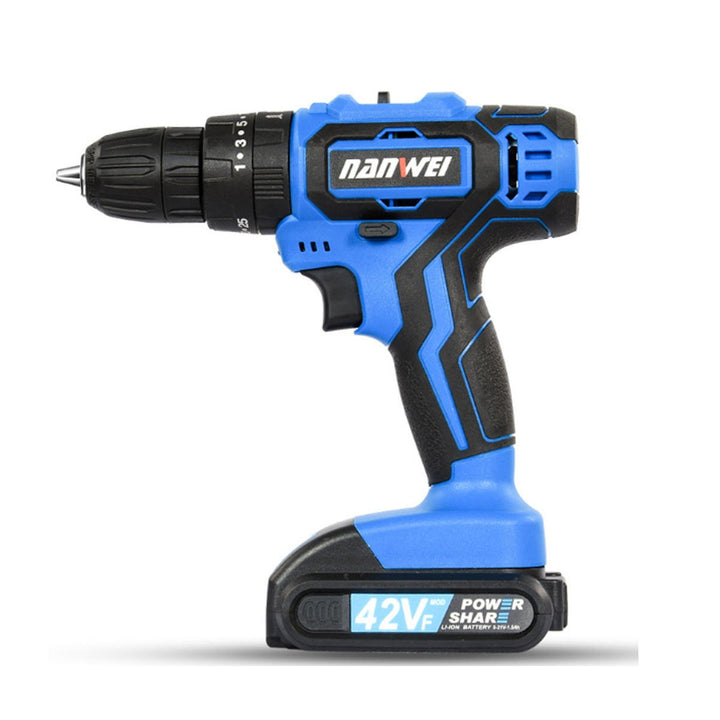 42VF Cordless Electric Impact Drill 25+1 Torque Rechargeable 2 Speed Screwdriver W, 1 or 2 Li-ion Battery Image 1