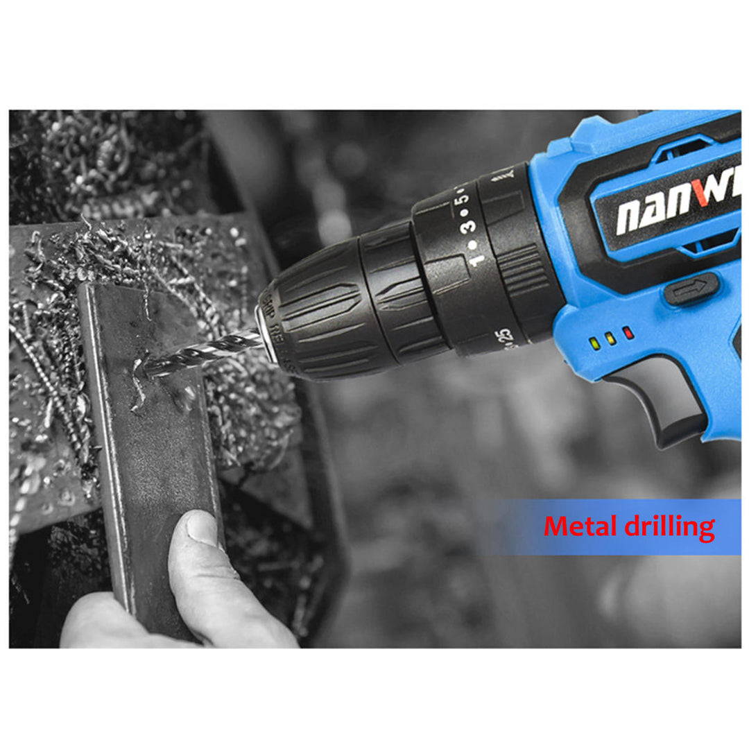 42VF Cordless Electric Impact Drill 25+1 Torque Rechargeable 2 Speed Screwdriver W, 1 or 2 Li-ion Battery Image 3