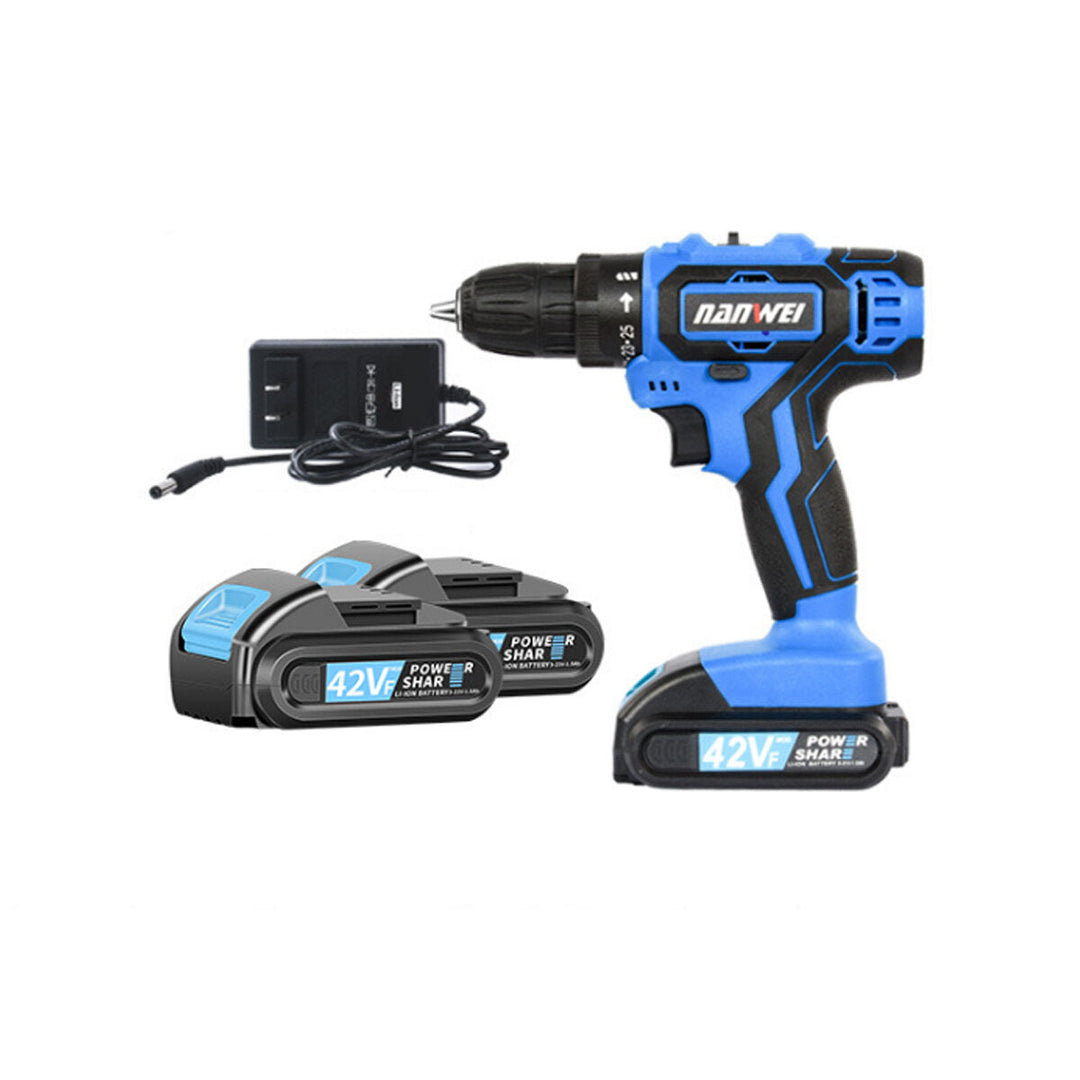 42VF Cordless Electric Impact Drill 25+1 Torque Rechargeable 2 Speed Screwdriver W, 1 or 2 Li-ion Battery Image 6