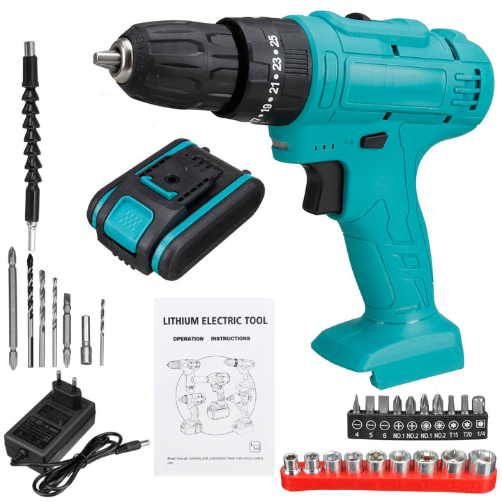 48V Impact Electric Drill 6000mAh Drill Screwdriver W, LED Working Light W, 1,2pc Battery Image 1