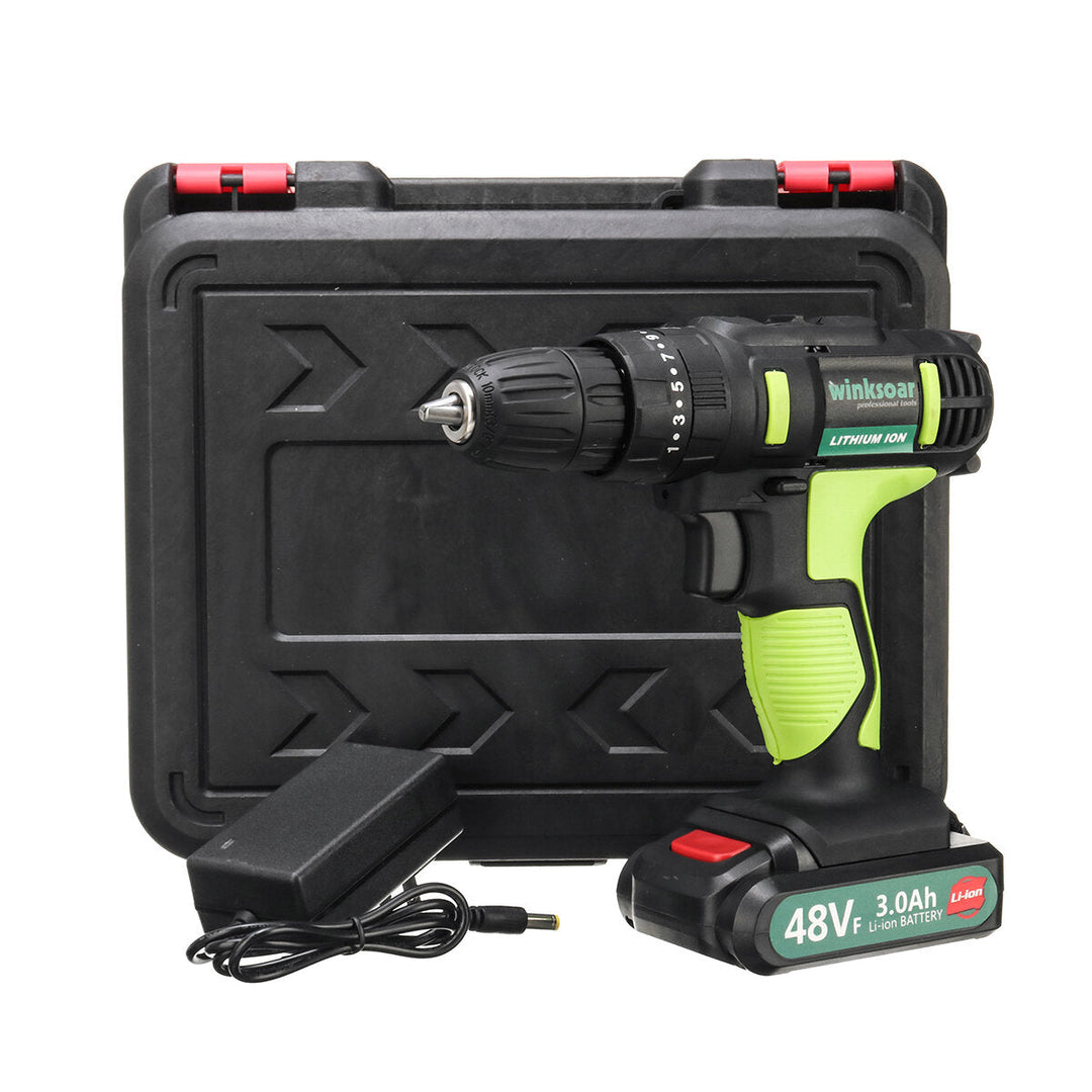 48VF 3 in 1 25+1 Gears Electric Impact Drill 2 Speeds Rechargeable Screwdriver W, LED Light Image 9