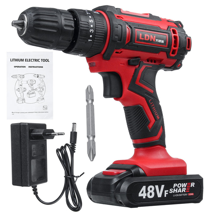 48VF Cordless Electric Impact Drill Rechargeable Drill Screwdriver W, 1 or 2 Li-ion Battery Image 10