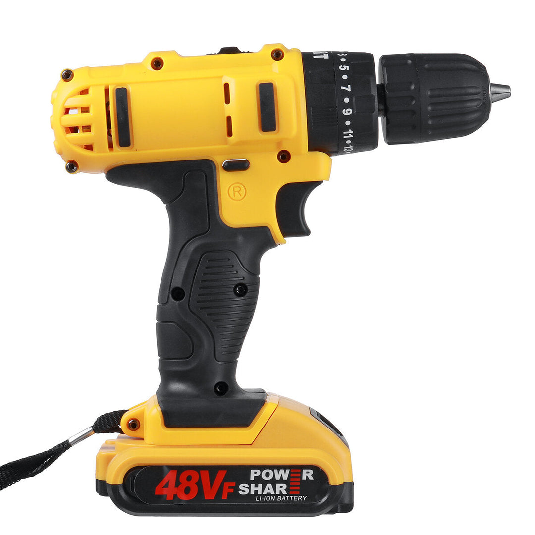 48VF Impact Drill Cordless Screwdriver Drill 25+3 Torque 2 Speed Drilling Battery Indicator Tool Image 4