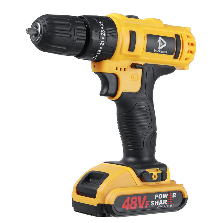 48VF Impact Drill Cordless Screwdriver Drill 25+3 Torque 2 Speed Drilling Battery Indicator Tool Image 10