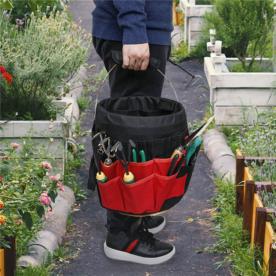 42 Storage Pockets Garden Work Tool Bag For 5 Gallon Bucket Organizer Holder Image 10