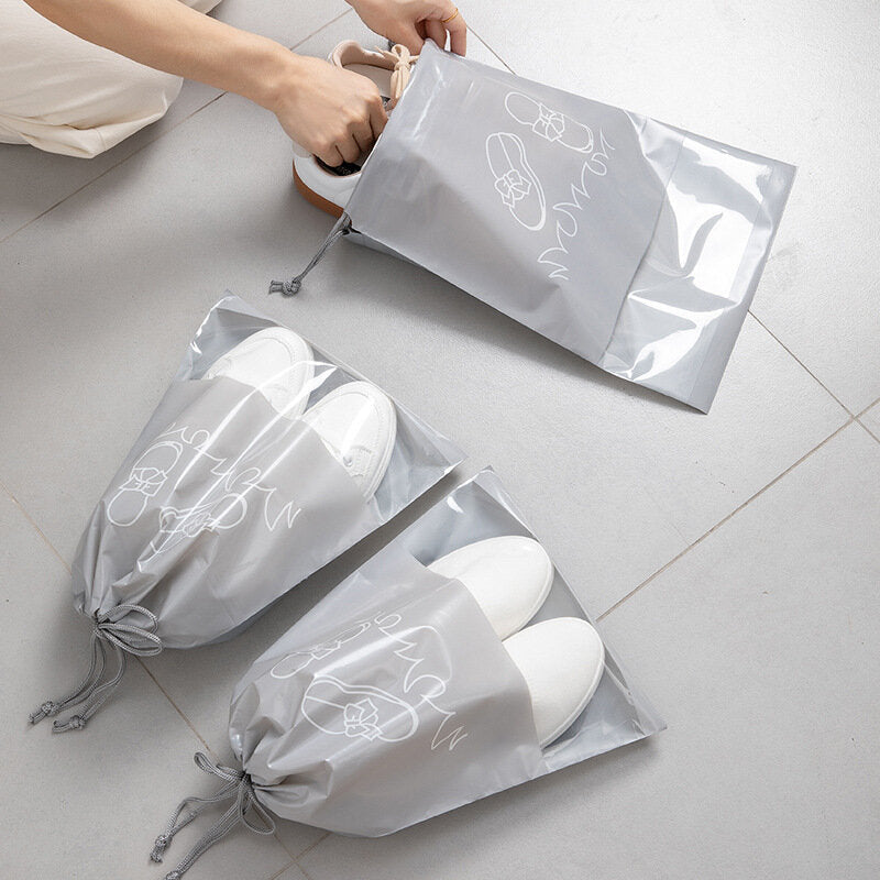 5PCS,lot Shoe Storage Bag Non-woven Waterproof Travel Portable Bag Dust-proof Drawstring Bags Transparent Closet Image 5