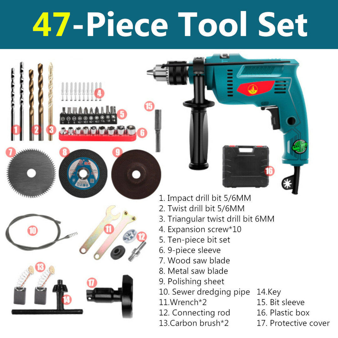 700W Household Multi-Function Electric Drill Double Bearing High-power Impact Wrench Image 5