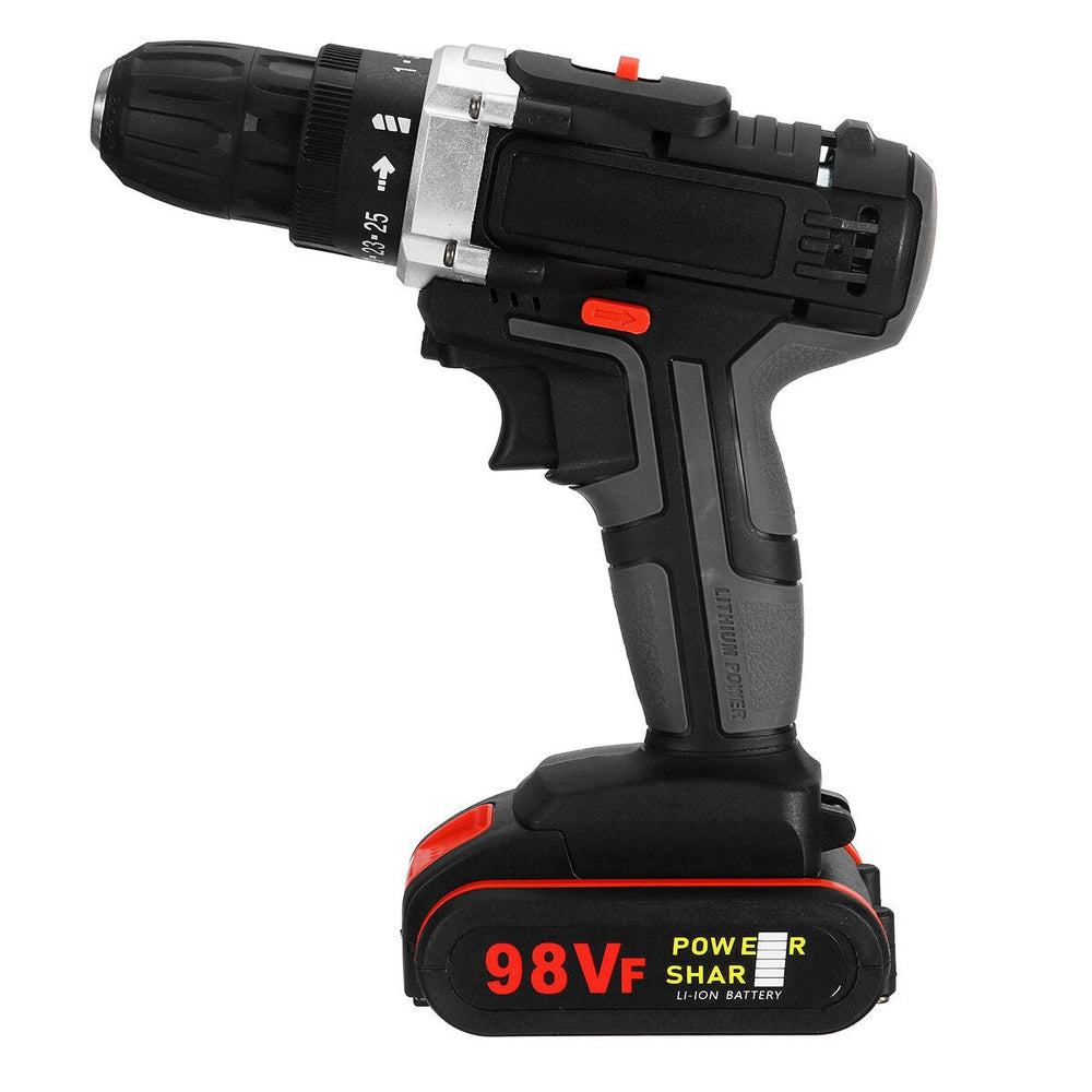 98VF Rechargeable Electric Cordless Impact Drill Screwdriver 25+1 Torque LED Image 2