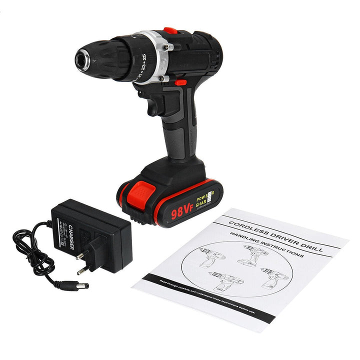 98VF Rechargeable Electric Cordless Impact Drill Screwdriver 25+1 Torque LED Image 8