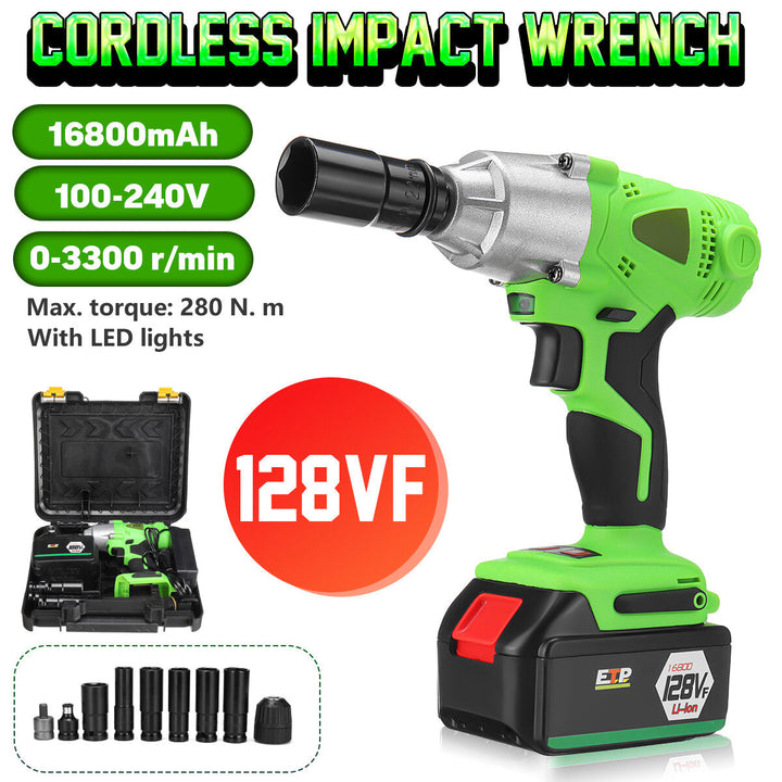 Adjustable Cordless Brushless Electric Impact Wrench Screwdriver Drill LED Light Image 3