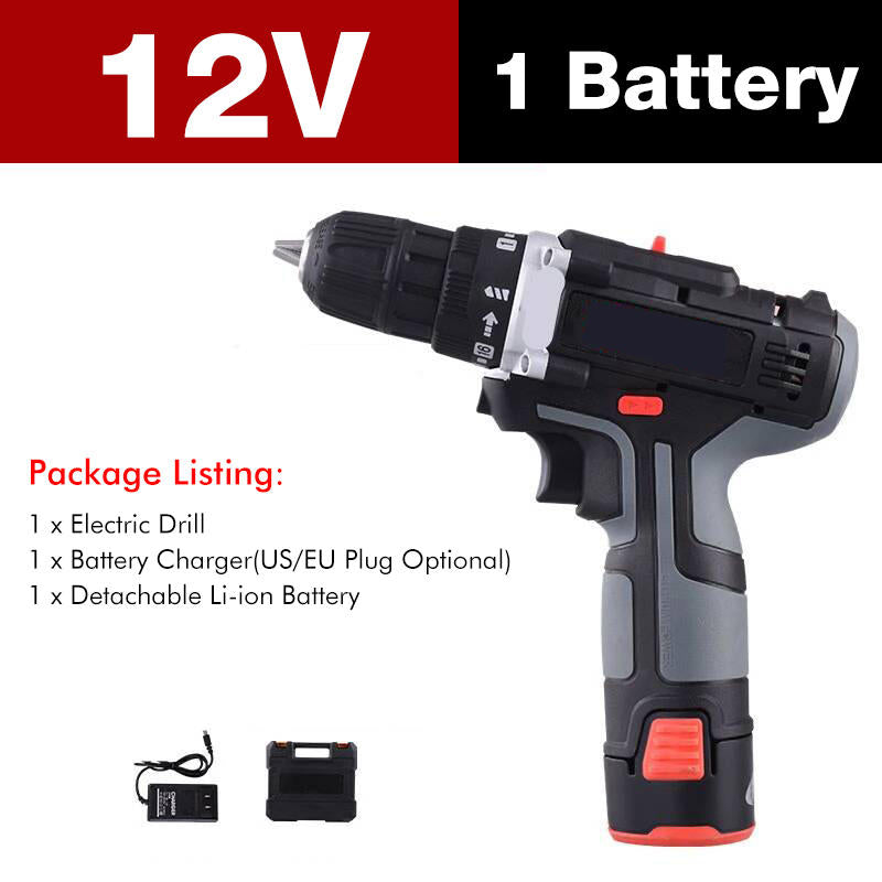 7500mAh 2 Speed Electric Drill 25+3 Torque Power Driver Drills Multi-function Rechargeable Hand Drill Image 2