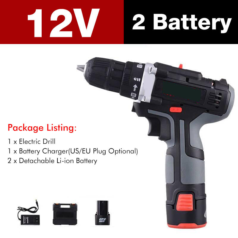 7500mAh 2 Speed Electric Drill 25+3 Torque Power Driver Drills Multi-function Rechargeable Hand Drill Image 3