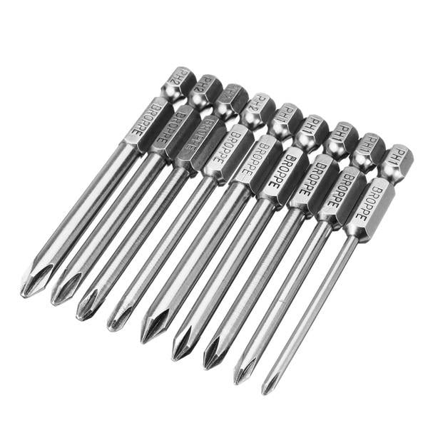 9pcs 75mm Magnetic 1,4 Inch Hex Shank Cross Head Screwdriver Bits Image 1