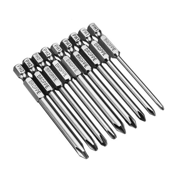 9pcs 75mm Magnetic 1,4 Inch Hex Shank Cross Head Screwdriver Bits Image 3