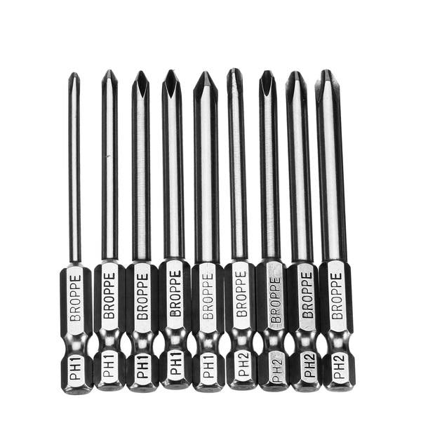 9pcs 75mm Magnetic 1,4 Inch Hex Shank Cross Head Screwdriver Bits Image 4