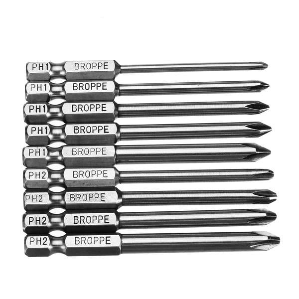 9pcs 75mm Magnetic 1,4 Inch Hex Shank Cross Head Screwdriver Bits Image 5