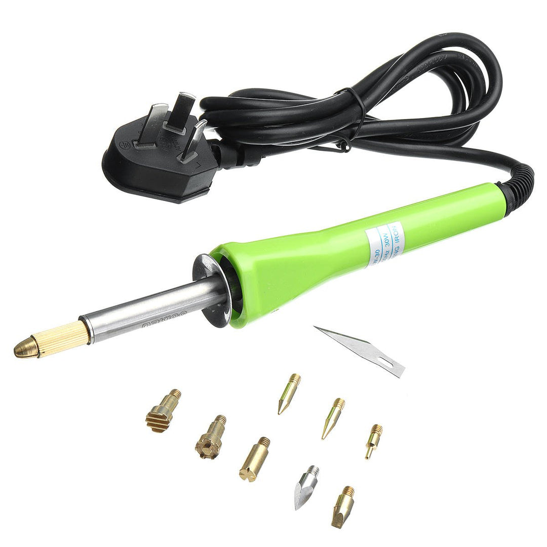 9Pcs 30W Woodworkers Woodburning Kit Solder Iron with Plug Image 1