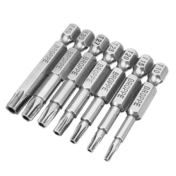 7Pcs 50mm Length Star Magnetic Screwdriver Bits T10-T40 1,4 Hex Shank Screwdriver Set Image 1