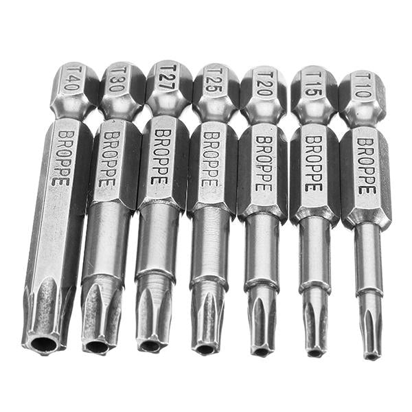 7Pcs 50mm Length Star Magnetic Screwdriver Bits T10-T40 1,4 Hex Shank Screwdriver Set Image 4