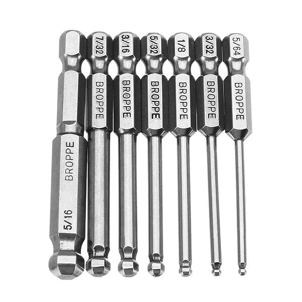 7pcs SAE 5,64-5,16 Inch 65mm Magnetic Ball Screwdriver Bit 1,4 Inch Hex Shank Image 1