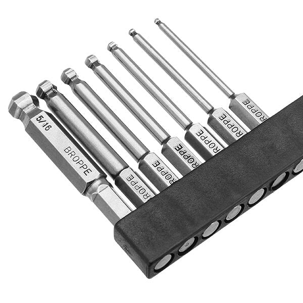 7pcs SAE 5,64-5,16 Inch 65mm Magnetic Ball Screwdriver Bit 1,4 Inch Hex Shank Image 2