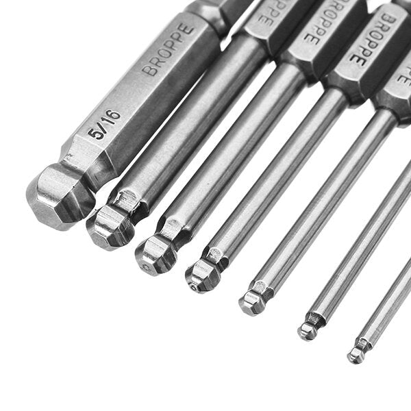 7pcs SAE 5,64-5,16 Inch 65mm Magnetic Ball Screwdriver Bit 1,4 Inch Hex Shank Image 9