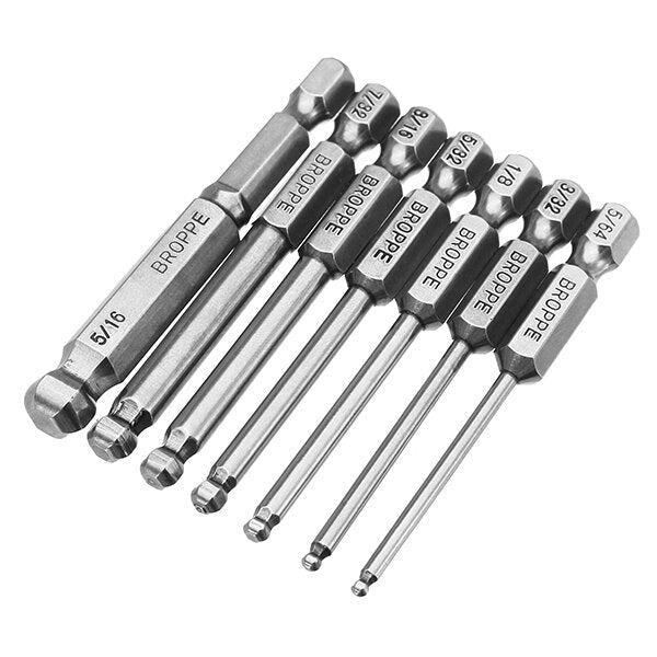 7pcs SAE 5,64-5,16 Inch 65mm Magnetic Ball Screwdriver Bit 1,4 Inch Hex Shank Image 10