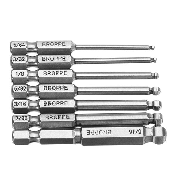 7pcs SAE 5,64-5,16 Inch 65mm Magnetic Ball Screwdriver Bit 1,4 Inch Hex Shank Image 12